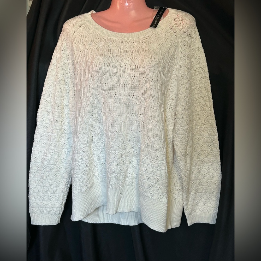 Preswick & Moore Women’s Classic Cream Cable Knit Sweater 3X NWT